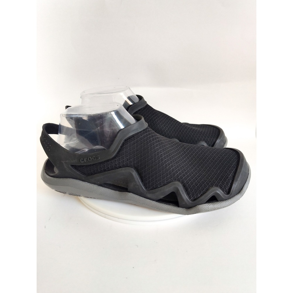 Crocs Sandals Mens 7 Swiftwater Mesh Wave Black Grey Water Shoes Sporty Outdoor
